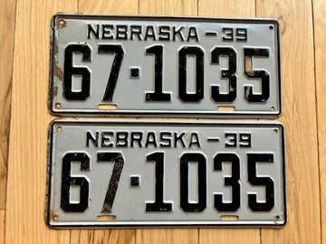 Pair of 1939 Nebraska License Plates
