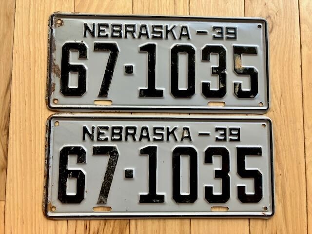 Pair of 1939 Nebraska License Plates