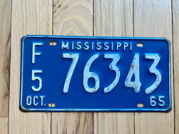 1965 Mississippi F5 License Plate