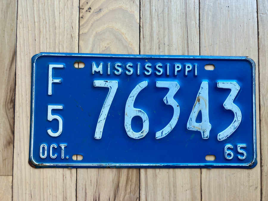 1965 Mississippi F5 License Plate