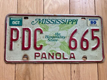 1980 Mississippi Panola County License Plate