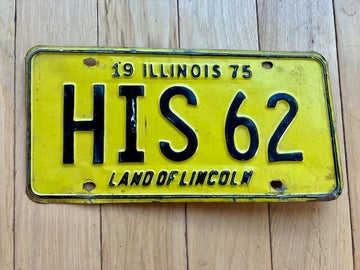 1975 Illinois Vanity License Plate - His 62