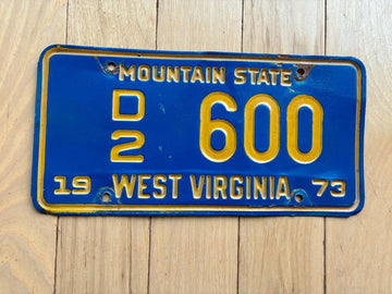 1973 West Virginia Dealer License Plate