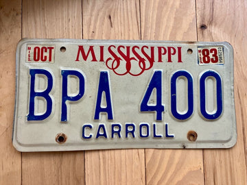 1983 Mississippi Carroll County License Plate