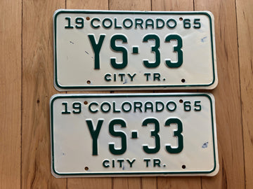 Pair of 1965 Colorado City Tractor License Plates
