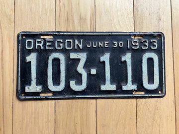 1933 Oregon License Plate