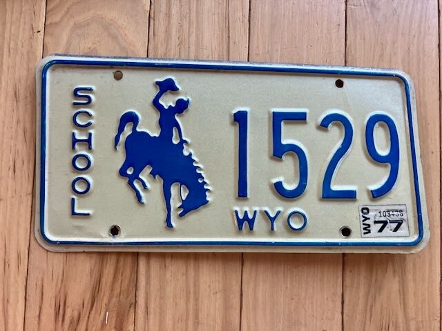 1977 Wyoming School License Plate
