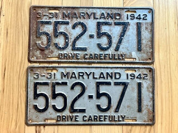 Pair of 1942 Maryland License Plates