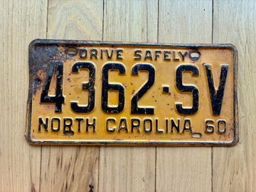 1960 North Carolina License Plate