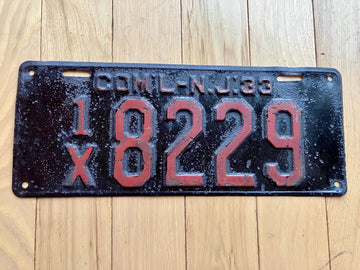 1933 New Jersey Commercial License Plate
