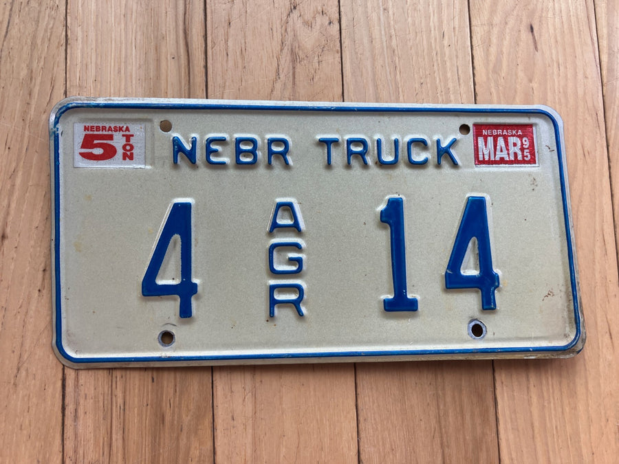 1995 Nebraska Agriculture License Plate