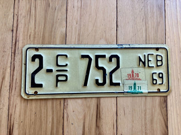 1969 Nebraska Cabin Permit License Plate