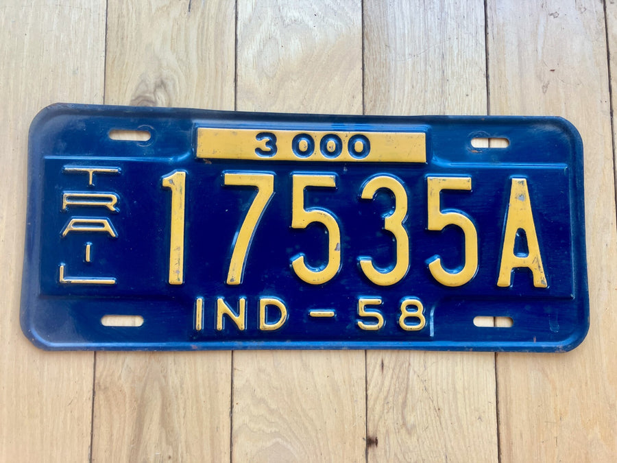1958 Indiana Trailer License Plate
