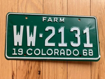 1968 Colorado Farm License Plate