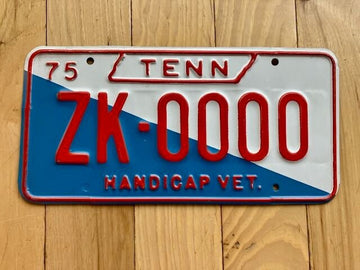 1975 Tennessee Handicap Vet Sample License Plate