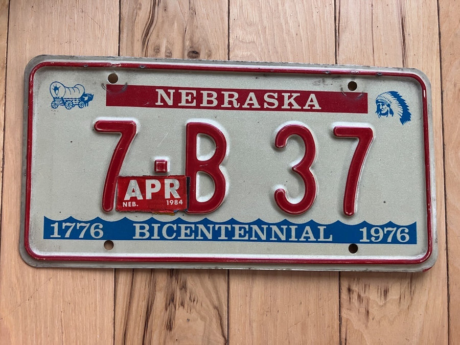 1976 Nebraska Bicentennial License Plate W/ 1984 Tab