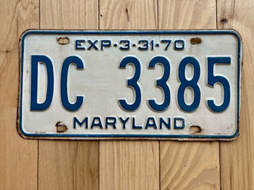 1970 Maryland License Plate
