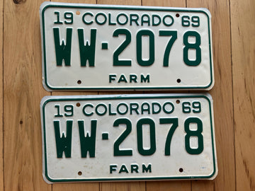 Pair of 1969 Colorado Farm License Plates