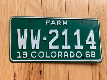1968 Colorado Farm License Plate