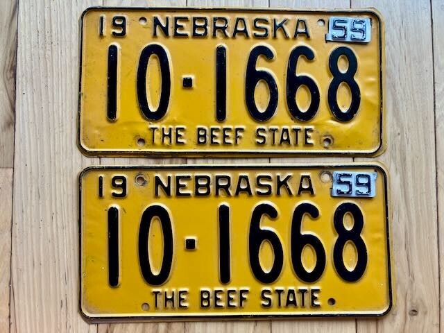 1959 Pair Of Nebraska License Plates