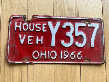 1966 Ohio House Vehicle License Plate