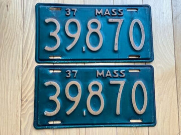 Pair of 1937 Massachusetts License Plates