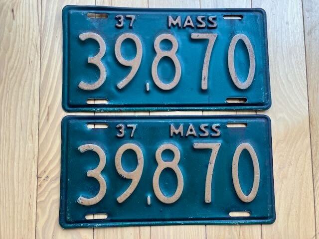 Pair of 1937 Massachusetts License Plates