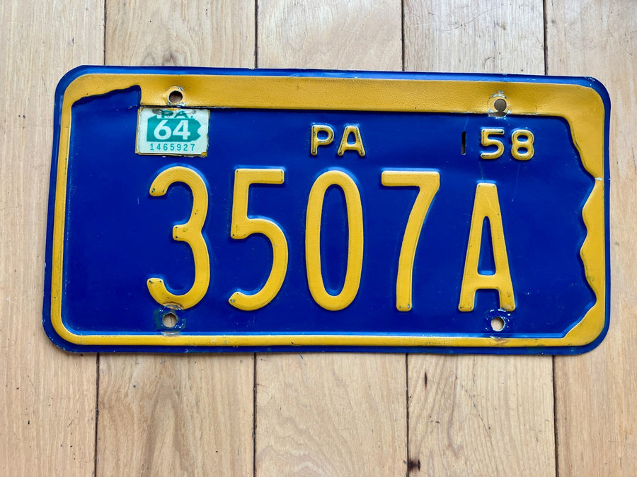 1958 Pennsylvania License Plate W/ 1964 Tab