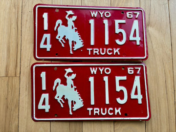 1967 Pair of Wyoming Truck License Plates