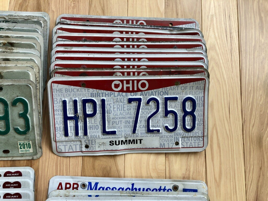 100 License Plates- 10 of Each State in Craft Condition