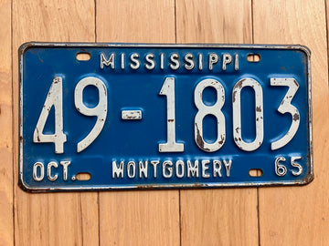 1965 Mississippi Montgomery County License Plate