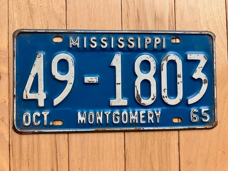1965 Mississippi Montgomery County License Plate
