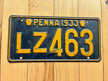 1933 Pennsylvania License Plate