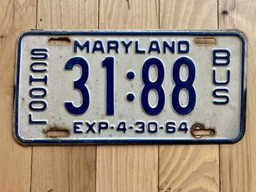 1964 Maryland School Bus License Plate