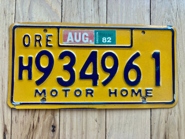 1982 Oregon Motor Home License Plate