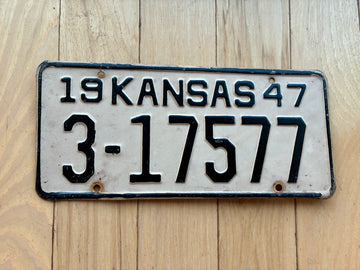 1947 Kansas License Plate