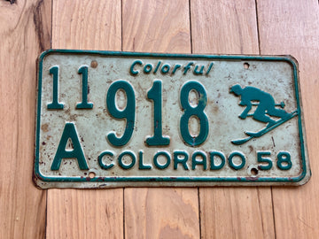 1958 Colorado License Plate
