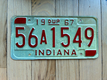 1967 Indiana Duplicate License Plate