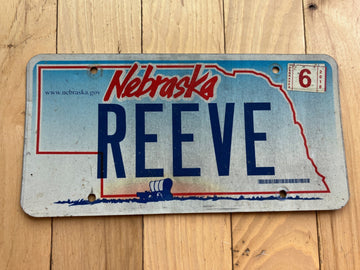 2010 Nebraska Vanity License Plate - REEVE