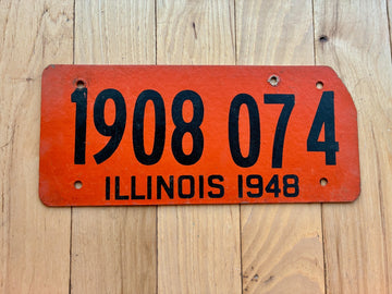 1948 Illinois Fiberboard License Plate - Cut On Top Right