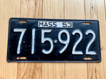 1953 Massachusetts License Plate - YOM Clear