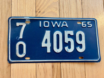 1965 Iowa License Plate