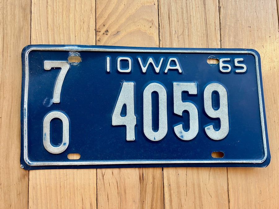 1965 Iowa License Plate