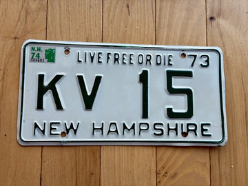 1973 1974 New Hampshire License Plate - Low Number