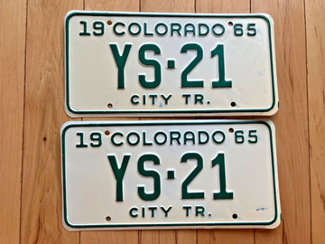 Pair of 1965 Colorado City Tractor License Plates
