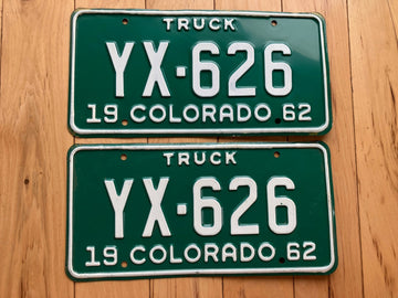 Pair of 1962 Colorado Truck License Plates