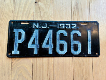 1932 New Jersey License Plate