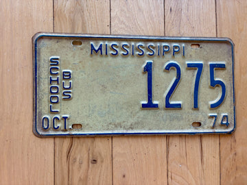 1974 Mississippi School Bus License Plate