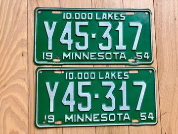 Pair of 1954 Minnesota Truck License Plates