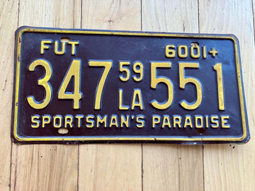 1959 Louisiana FUT License Plate